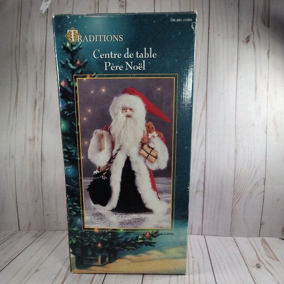 Traditions 16" Cloth and Porcelain Santa Centerpiece Holiday Decor - Picture 8 of 9